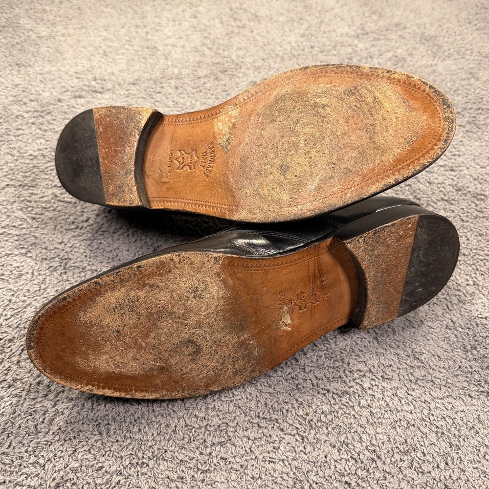 Stanley Blacker‎ Wingtip Oxford Shoes Mens 11 Black Leather Hand Made in Italy - Picture 9 of 12